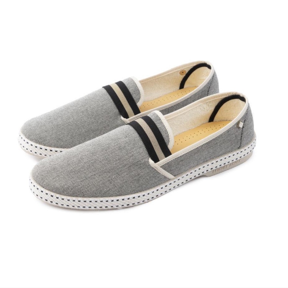 Rivieras Black and Gray Canvas Oxford Loafers: Men's 9 / 42